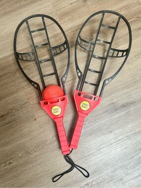 Vintage 1975 WHAM-O TRAC-BALL Game, 2 Original Racquets & 1 Original Ball